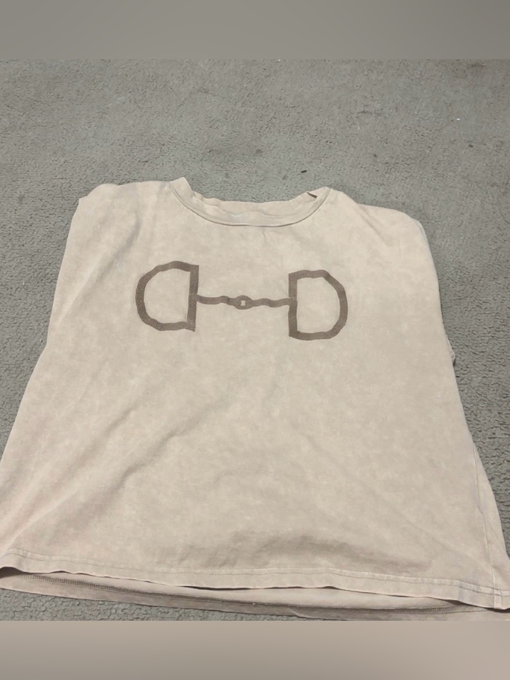 Beige Graphic Bit muscle tank